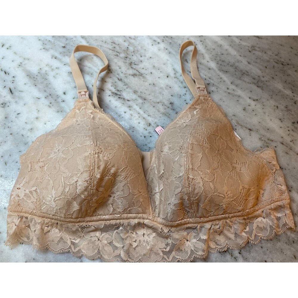 MOMANDA Women Lace Nursing Bra Bralette Padded WIRELESS Maternity Bra  XL